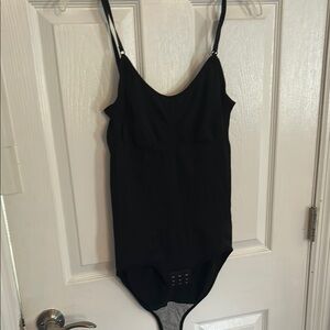 Sleek Black Shapewear Bodysuit with Spaghetti Straps
